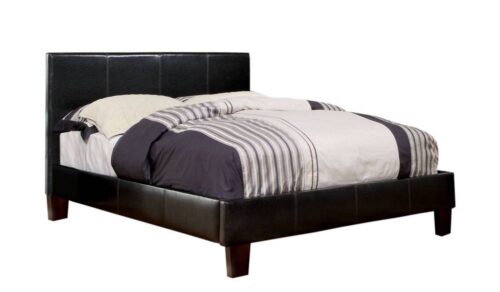 Ameena Contemporary Faux Leather California King Platform Bed in Espresso
