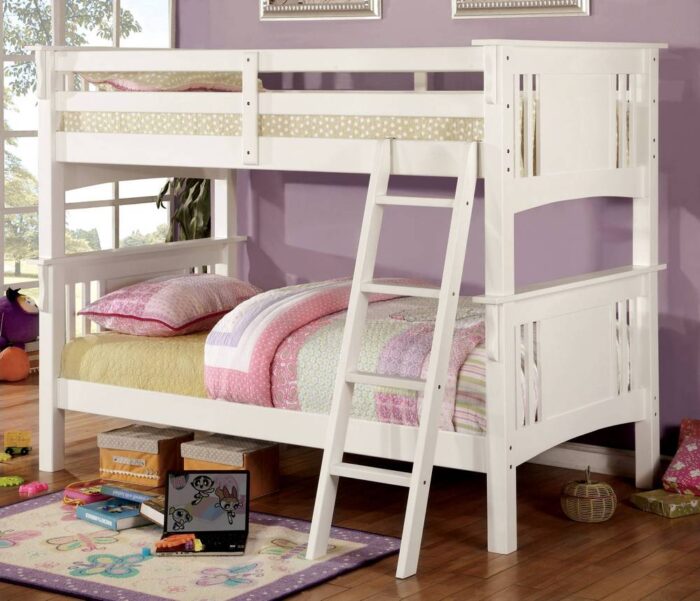 Beyer Cottage Solid Wood Twin over Twin Bunk Bed in White
